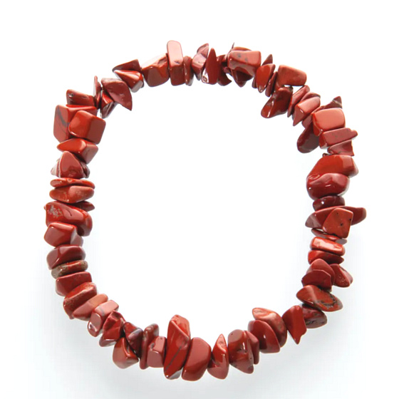 Jaspis rot Armband elastisch gehackter Naturstein 19 cm, Vollpflege Stein