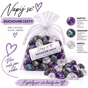 Napij se® duchovní cesty – výměnná minerální náplň | Ametyst, Labradorit, Křišťál, 200 g Napij se® duchovní cesty – výměnná minerální náplň | Ametyst, Labradorit, Křišťál, 200 g