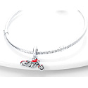 Charm Sterling Silber 925 Motorrad rot, Reisearmband Anhänger