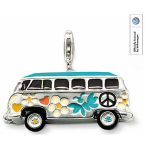 Charm Sterling Silber 925 Volkswagen Bus, Karabinerverschluss Anhänger am Reisearmband
