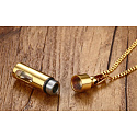 Urnen-Gedenkanhänger, Hohlrohr, wasserdicht, Edelstahl, Gold 12,6 mm x 43 mm + Kette 60 cm