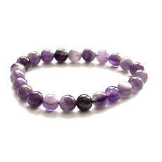 Amethyst Armband elastisch Naturstein, Kugel 8 mm / 16 - 17 cm, Stein der Könige und Bischöfe