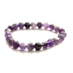 Amethyst Armband elastisch Naturstein, Kugel 8 mm / 16 - 17 cm, Stein der Könige und Bischöfe