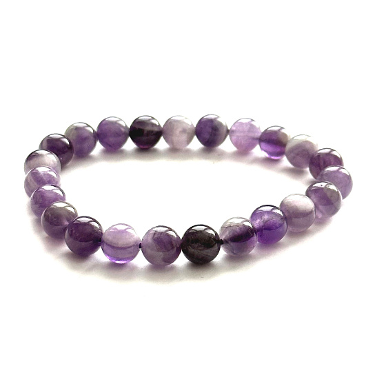Amethyst Armband elastisch Naturstein, Kugel 8 mm / 16 - 17 cm, Stein der Könige und Bischöfe