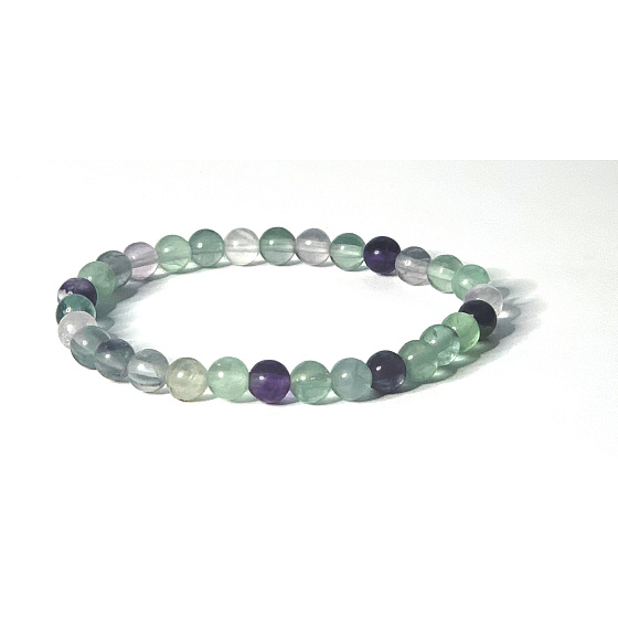 Fluorit grün-klar Armband elastisch Naturstein, Kugel 6 mm / 16-17 cm, genialer Stein