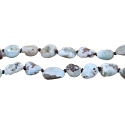 108 Mala Larimar Halskette Meditationsschmuck, Naturstein Rohkristall, Nugget 6 - 9 mm, Anhänger 8 - 15 x 45 - 70 mm