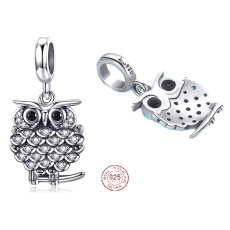 Sterling Silber 925 Liebliche Eule, Tierarmband-Anhänger