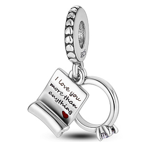 Charms Sterling Silber 925 Verlobungsring und Ehegelübde, Ich liebe dich mehr als alles andere 2in1, Liebesarmband-Anhänger