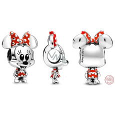 Charm Sterling Silber 925 Disney Minnie Mouse Maus mit Polka Dot Kleid und Schleife, Perle am Armband Charm Sterling Silber 925 Disney Minnie Mouse Maus mit Polka Dot Kleid und Schleife, Perle am Armband