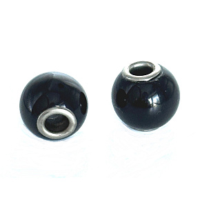 Achat schwarz, Perle Naturstein, gibt Mut und Kraft