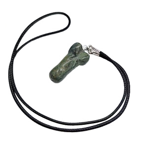 Jaspis zelený, stromový Penis amulet pro plodnost, přívěsek přírodní kámen ručně broušený 3 cm, kámen pozitivní energie