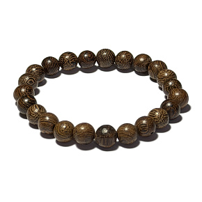 Dřevěný náramek z přírodního tmavého dřeva 8 mm | elastický | 16–17 cm, symbol harmonie