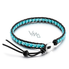 Tyrkenit Lederarmband Naturstein, handgefertigt, Verschluss, Kugel 4 mm / 17 - 23 cm, Stein der jungen Leute, die ein Lebensziel suchen Tyrkenit Lederarmband Naturstein, handgefertigt, Verschluss, Kugel 4 mm / 17 - 23 cm, Stein der jungen Leute, die ein Lebensziel suchen