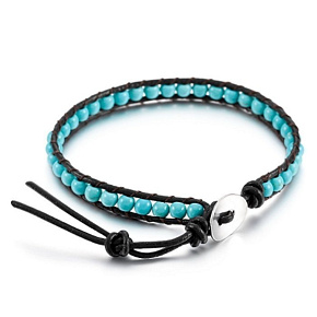 Tyrkenit Lederarmband Naturstein, handgefertigt, Verschluss, Kugel 4 mm / 17 - 23 cm, Stein der jungen Leute, die ein Lebensziel suchen Tyrkenit Lederarmband Naturstein, handgefertigt, Verschluss, Kugel 4 mm / 17 - 23 cm, Stein der jungen Leute, die ein Lebensziel suchen