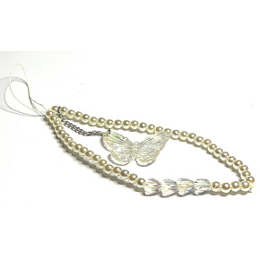 Anti-Verlust-Handy-Anhänger mit Perlen, Schmetterling, Umfang 30 cm