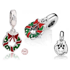 Sterling Silber 925 Weihnachtskranz, Weihnachtsarmband-Anhänger Sterling Silber 925 Weihnachtskranz, Weihnachtsarmband-Anhänger