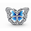 Charme Sterling Silber 925 Blau schimmernde Schmetterling Perle auf Tierarmband
