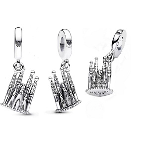 Charm Sterling Silber 925 Barcelona La Sagrada Familia, Reise-Armband-Anhänger