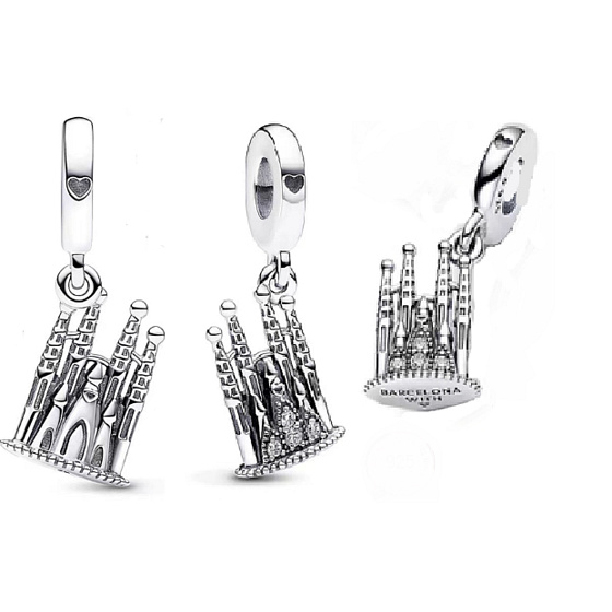 Charm Sterling Silber 925 Barcelona La Sagrada Familia, Reise-Armband-Anhänger
