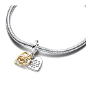 Charm Sterling Silber 925 Gravierbarer Anhänger Mom 2in1, Anhänger Armband Familie