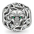 Charm Sterlingsilber 925 Wolf, grüne Augen, Perle für Armband Tier