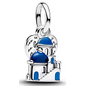 Charm Griechenland – Santorini, blaue Kuppeln und Herz Greece 2v1, Erinnerung an Meer, Sonne und griechische Inseln | Anhänger für Reisearmband