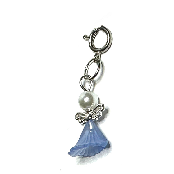 Engel tanzender Anhänger mit Flügeln blauer Rock 14 x 24 mm 1 Stück