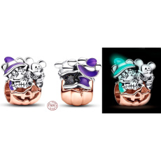 Charm Sterling Silber 925 Disney Mickey Mouse & Minnie Mouse Halloween Kürbis Luminose Bead Armband