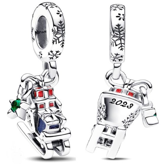 Charms Sterling Silber 925 Schlitten mit Geschenken, Weihnachtsarmband Anhänger
