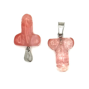 Kristall rosa Penis als Glücksbringer, Anhänger handgeschliffen ca. 11 x 22 mm, Steinchen