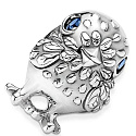 Sterling Silber 925 Vogel mit blauem Zirkonia, Perle auf Armband Tier