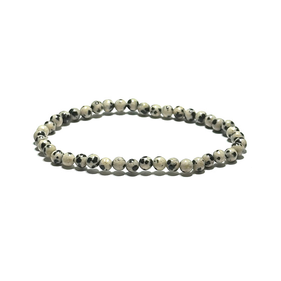 Jaspis Dalmatiner Armband elastisch Naturstein, Kugel 4 mm / 19 cm, Stein der positiven Energie