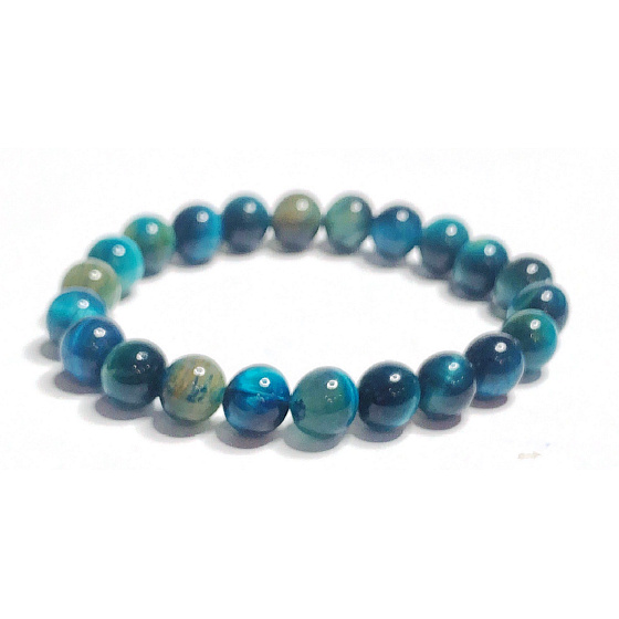 Tigerauge blau Multi-Armband elastisch Naturstein, Kugel 8 mm / 16-17 cm, Stein der Sonne und der Erde, bringt Glück und Reichtum