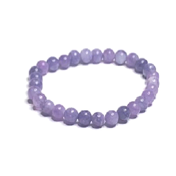 Angelit lila Armband elastisch Naturstein, Kugel 6 mm / 16 - 17 cm, Friedensstein