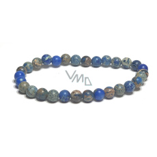 Jaspis / Regalit Imperial Meeressediment blau Armband elastisch gemischtes Mineral, Kugel 6 mm / 16 - 17 cm Jaspis / Regalit Imperial Meeressediment blau Armband elastisch gemischtes Mineral, Kugel 6 mm / 16 - 17 cm