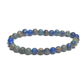 Jaspis / Regalit Imperial Meeressediment blau Armband elastisch gemischtes Mineral, Kugel 6 mm / 16 - 17 cm Jaspis / Regalit Imperial Meeressediment blau Armband elastisch gemischtes Mineral, Kugel 6 mm / 16 - 17 cm