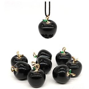 Obsidian Apfel der Erkenntnis Anhänger, Naturstein 2,7 x 15 mm, Stein des Heils