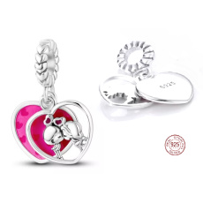 Sterling Silber 925 Paar in der Liebe, 2in1 Herz-Anhänger auf Liebe Armband