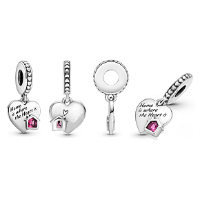 Sterling Silber 925 Herz - Home is where the heart is, Anhänger an einem Armband Familie Sterling Silber 925 Herz - Home is where the heart is, Anhänger an einem Armband Familie