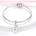Sterling Silber 925 Airpods Kopfhörer mit rosa Herz, 2in1-Anhänger Armband Interessen
