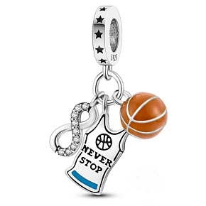 Sterling Silber 925 Basketball - endlose Liebe 3in1, Armband Anhänger Sport