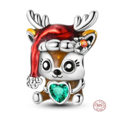 Charm Sterlingsilber 925 Weihnachtsrentier mit Herz, Perle für Armband Weihnachten Charm Sterlingsilber 925 Weihnachtsrentier mit Herz, Perle für Armband Weihnachten