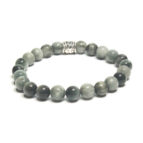 Hawk Eye Armband elastischer Naturstein, Kugel 8 mm / 16-17 cm, Stein der Weisen Ahnen