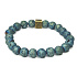 Lava blau überzogen mit königlichem Mantra Om, Armband elastischer Naturstein, Kugel 8 mm / 16-17 cm, geboren aus den vier Elementen