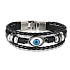 Mehrschichtiges Lederarmband braun, blaues Augensymbol, größenverstellbar