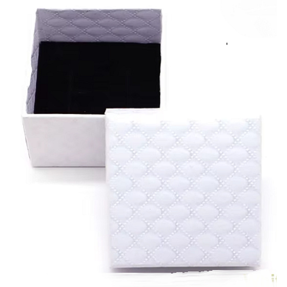 Geschenkbox aus strukturiertem Papier mit Schwamm für Schmuck, weiß, 5,1 x 5 x 3,3 cm, 1 Stück