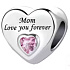 Charm Sterlingsilber 925 Mama liebt dich immer Herz, Perle für Armband Familie