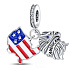 Charm USA vlajka - houpající se mapa + symbol - orel, přívěsek na náramek cestování
