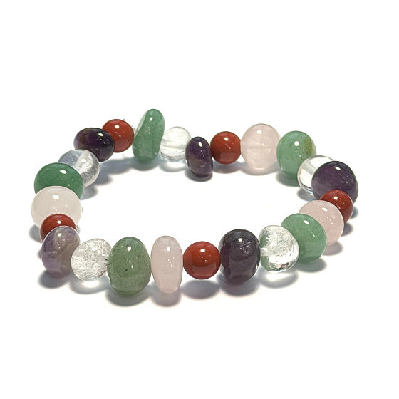 Chakra-Armband elastisch aus Naturstein, 16 - 17 cm