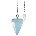 Opalit Pendel Kunststein 2,5 cm + 18 cm Kette mit Perle, Wunsch- und Hoffnungsstein
